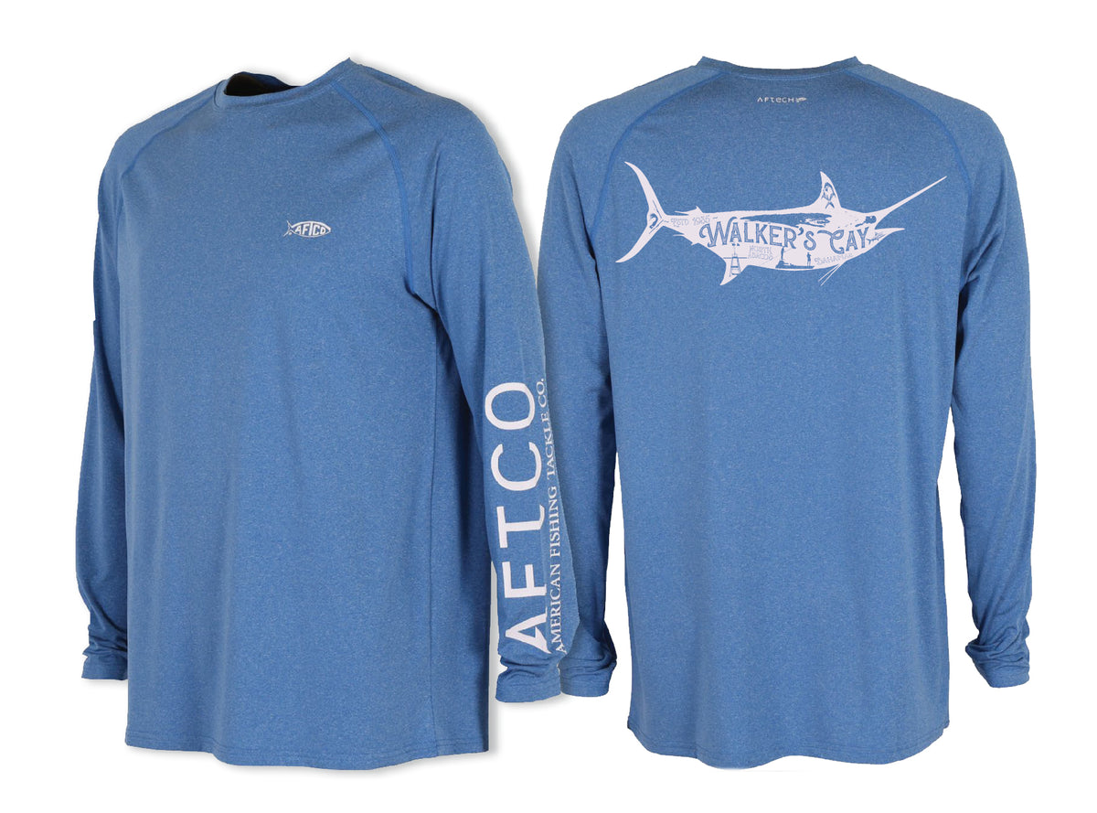 Iconic Marlin Men's AFTCO Samurai LS Sun Protection Shirt Shop Walker's Online