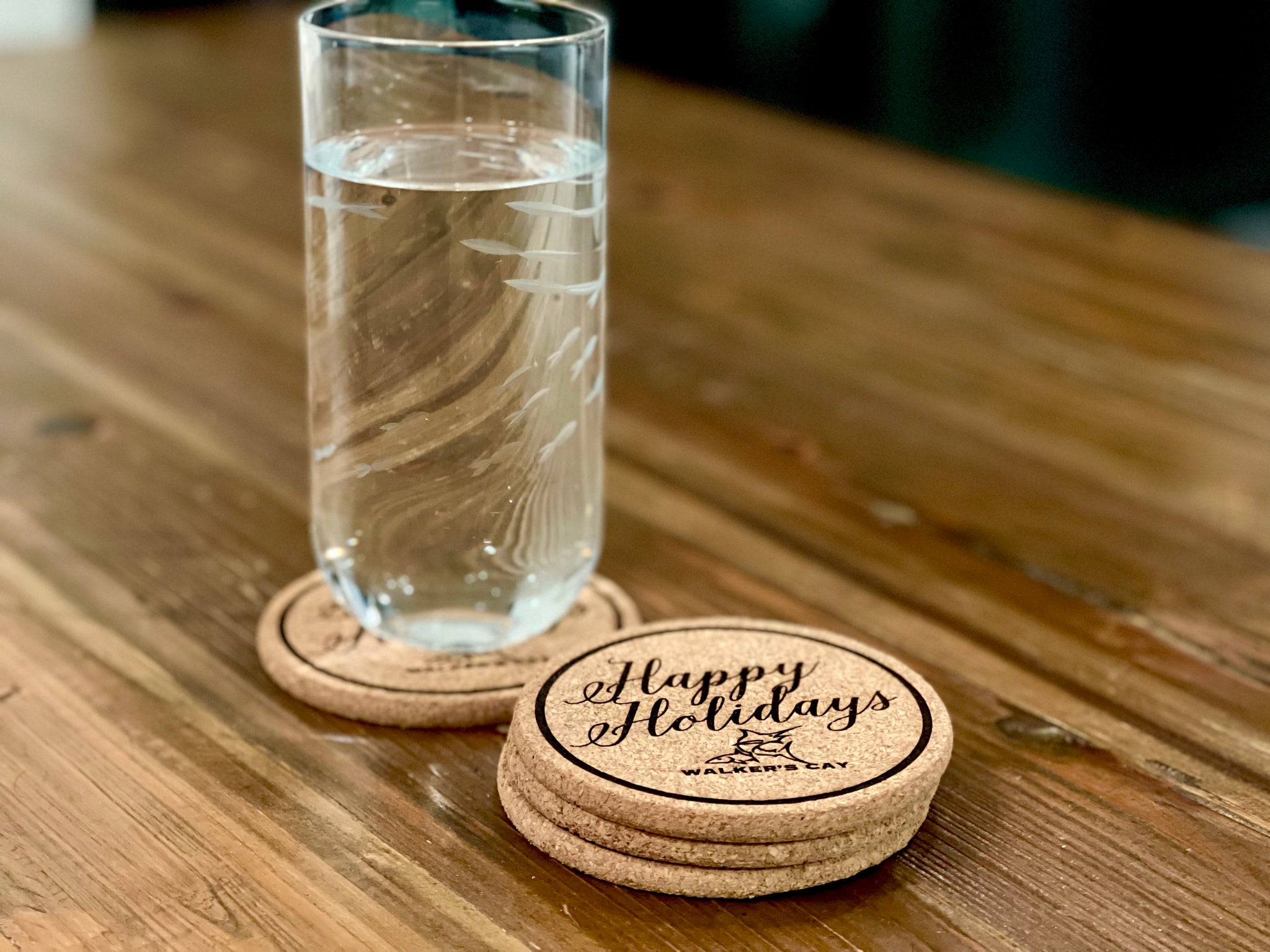 Happy Holidays Cork Coasters (4 Pack)