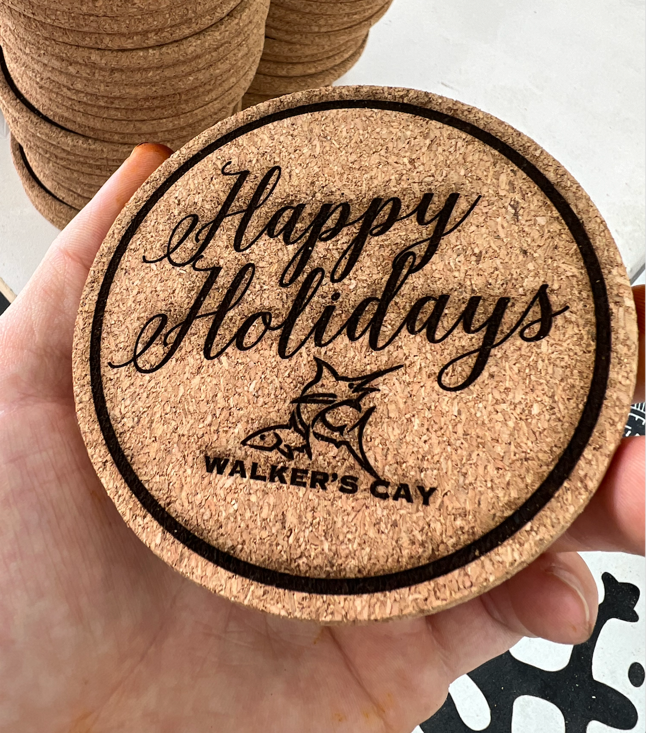 Happy Holidays Cork Coasters (4 Pack)